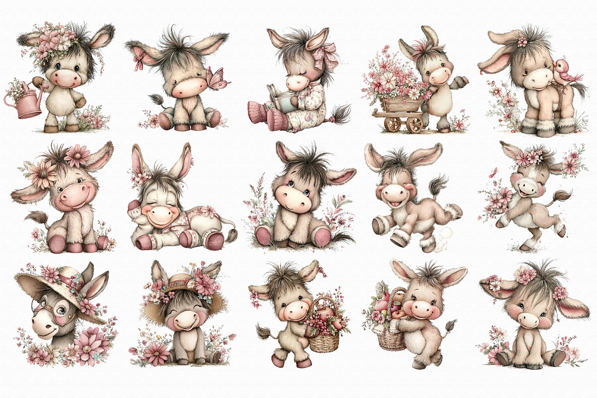 Whimsical Donkey Clipart, an Illustration by Libby Wishes (Photo 6 of 7)