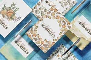 Watercolor Seashells Art Set