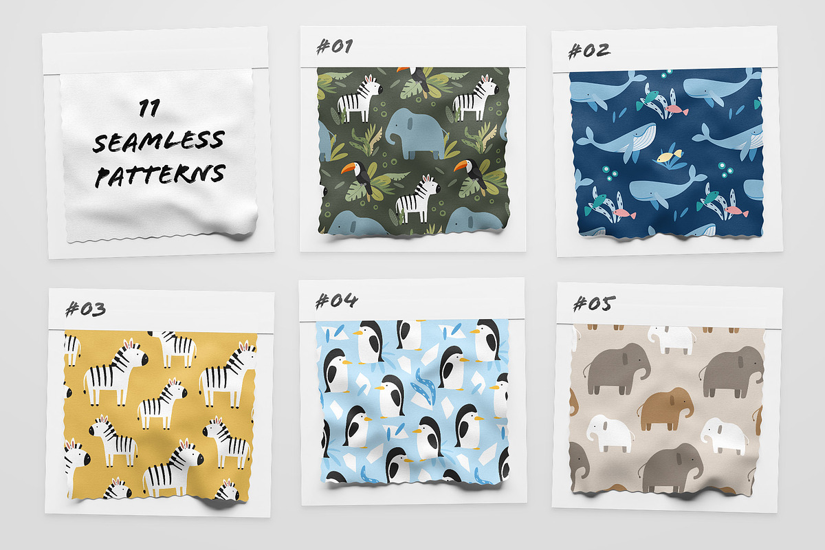 Cartoon Animals Seamless Patterns, a Pattern Graphic by Kotulska (Photo 2 of 8)