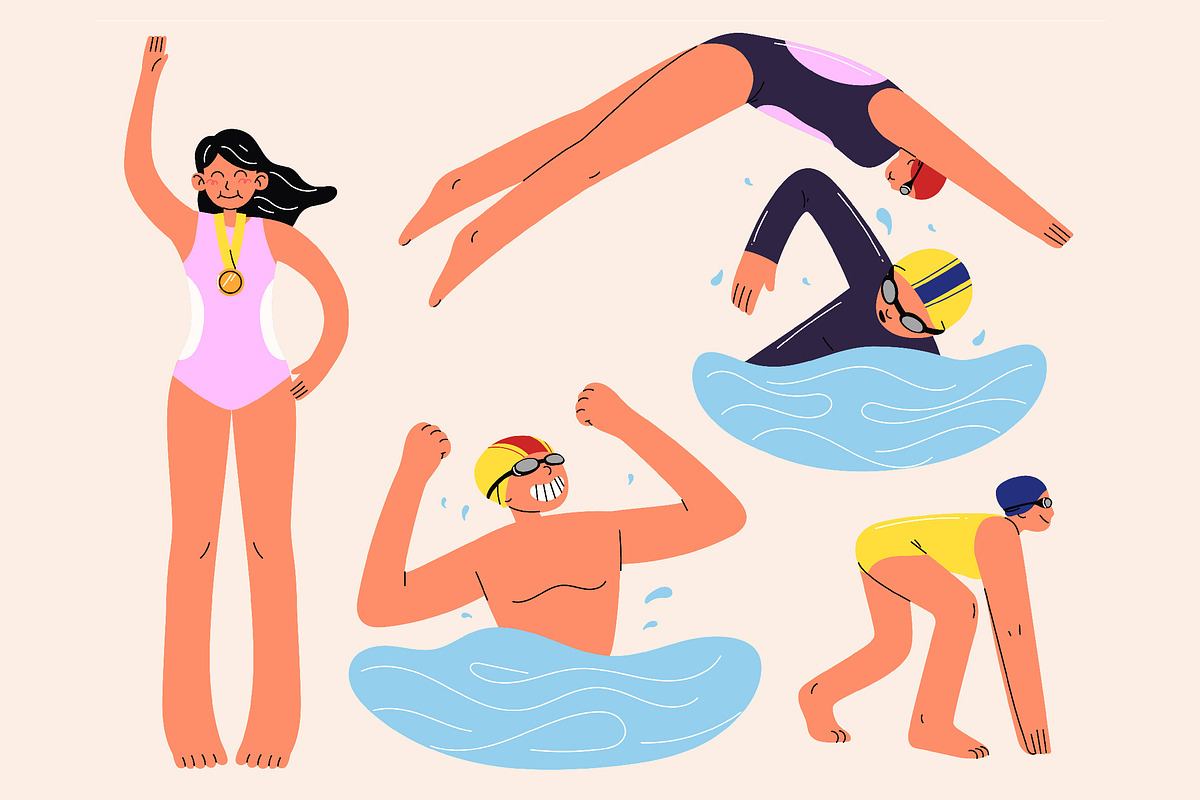 Cream Swimming Tournament Illustrati, a Sport Illustration by graphicook