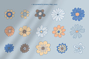 Trendy Retro Floral Patterns, a Pattern Graphic by Tiger and Flower (Thumbnail 4 of 20)