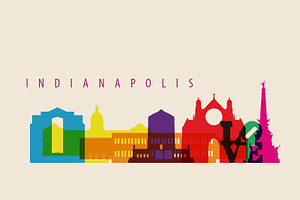 Indianapolis City Skyline Landmarks