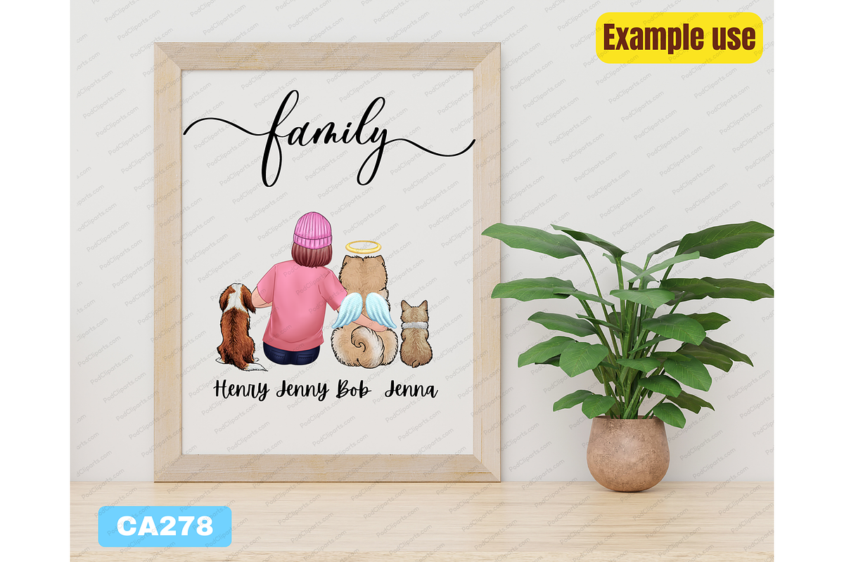 Dogs and Girl Clipart PNG, sitting, a Person Illustration by Podcliparts (Photo 10 of 10)