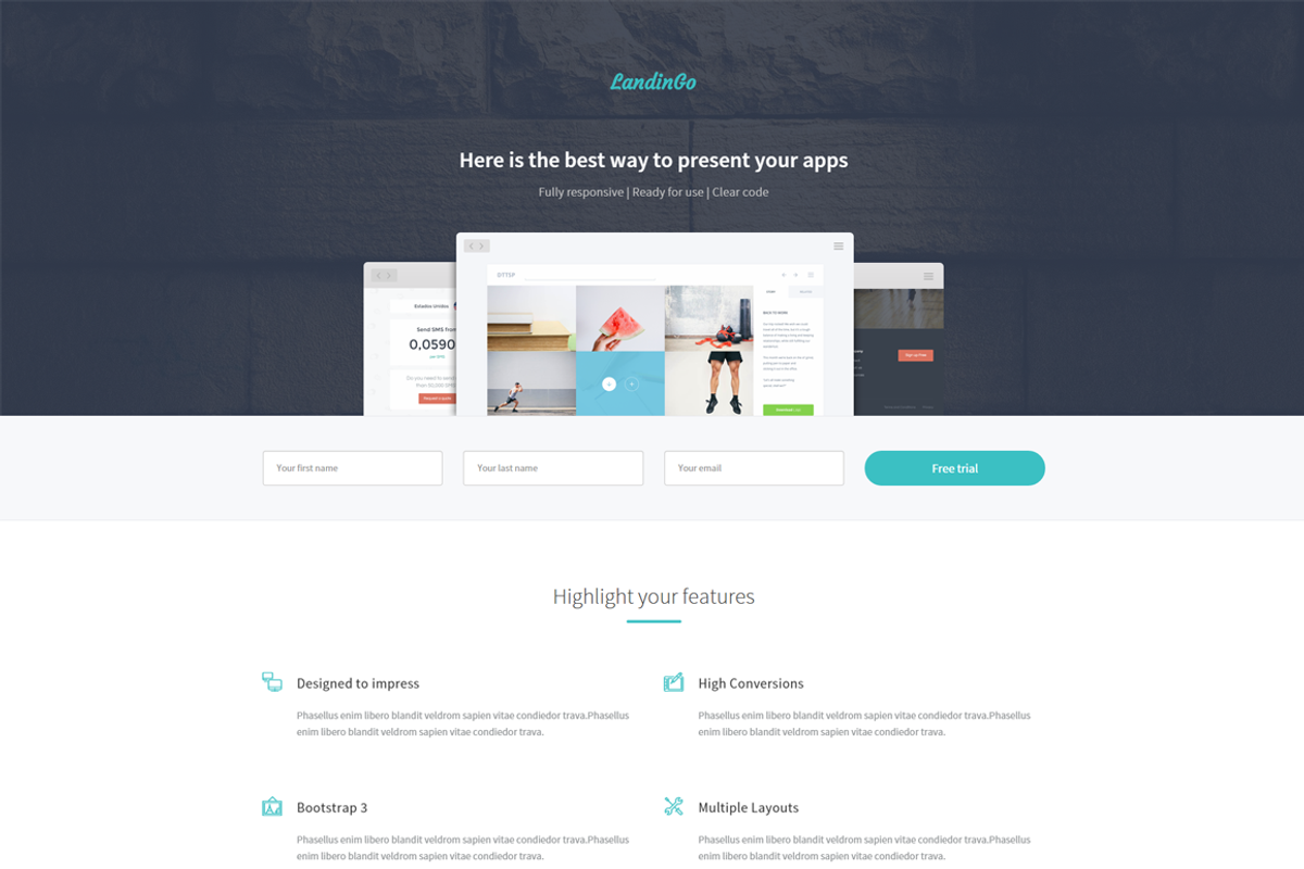 LandinGo - Multipurpose Landing page, a Bootstrap Template by Pichforest Studio (Photo 1 of 3)