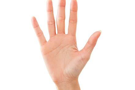 Woman's hand signing hello on white, a Background Photo by 1981 Rustic studio kan