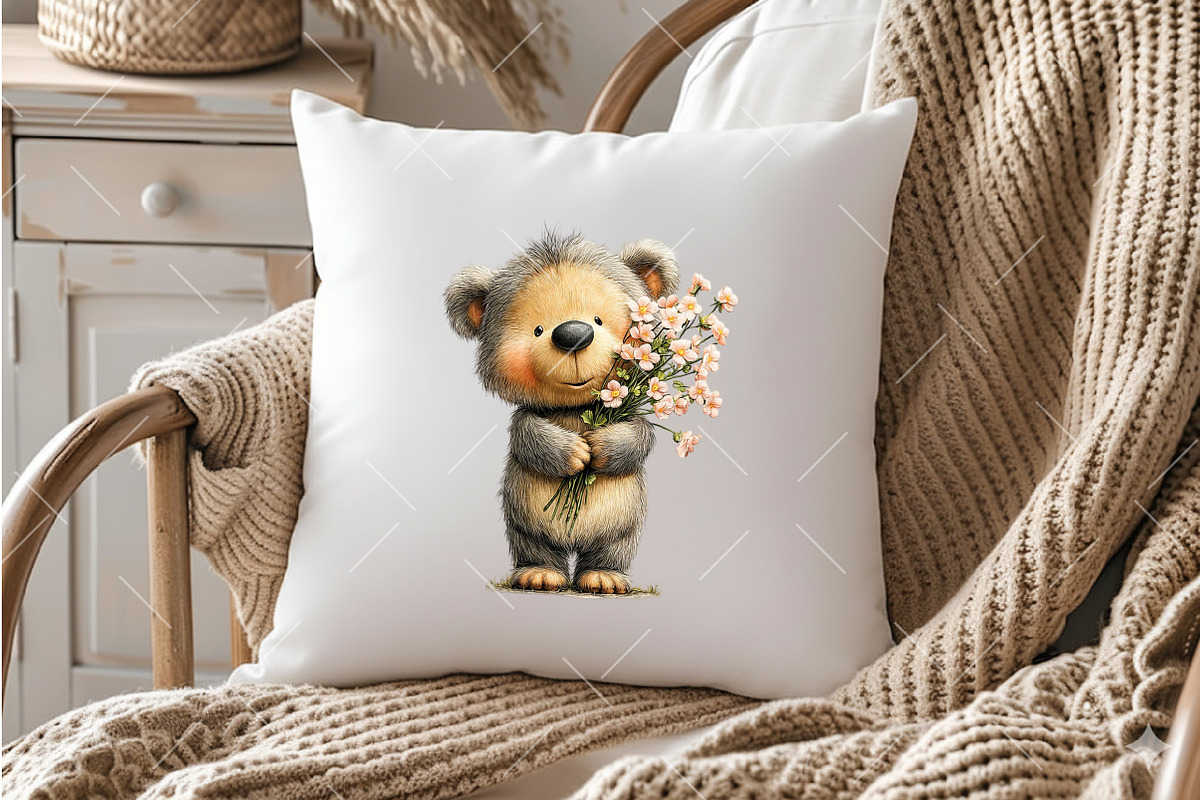 Watercolor Spring Teddy Bear Clipart, an Illustration by OK Design (Photo 6 of 6)