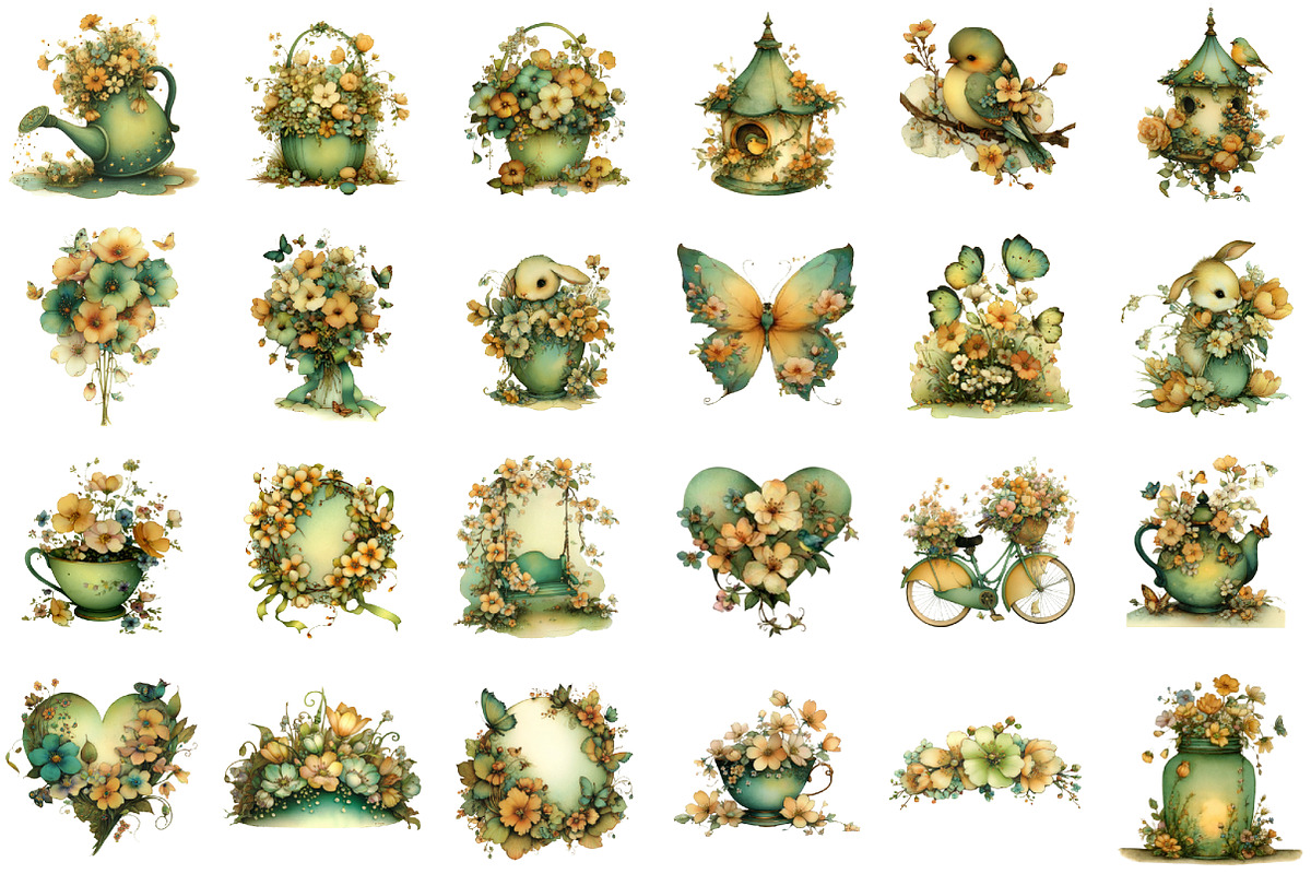 Whimsical Spring Clipart, an Illustration by designcity5 (Photo 2 of 5)