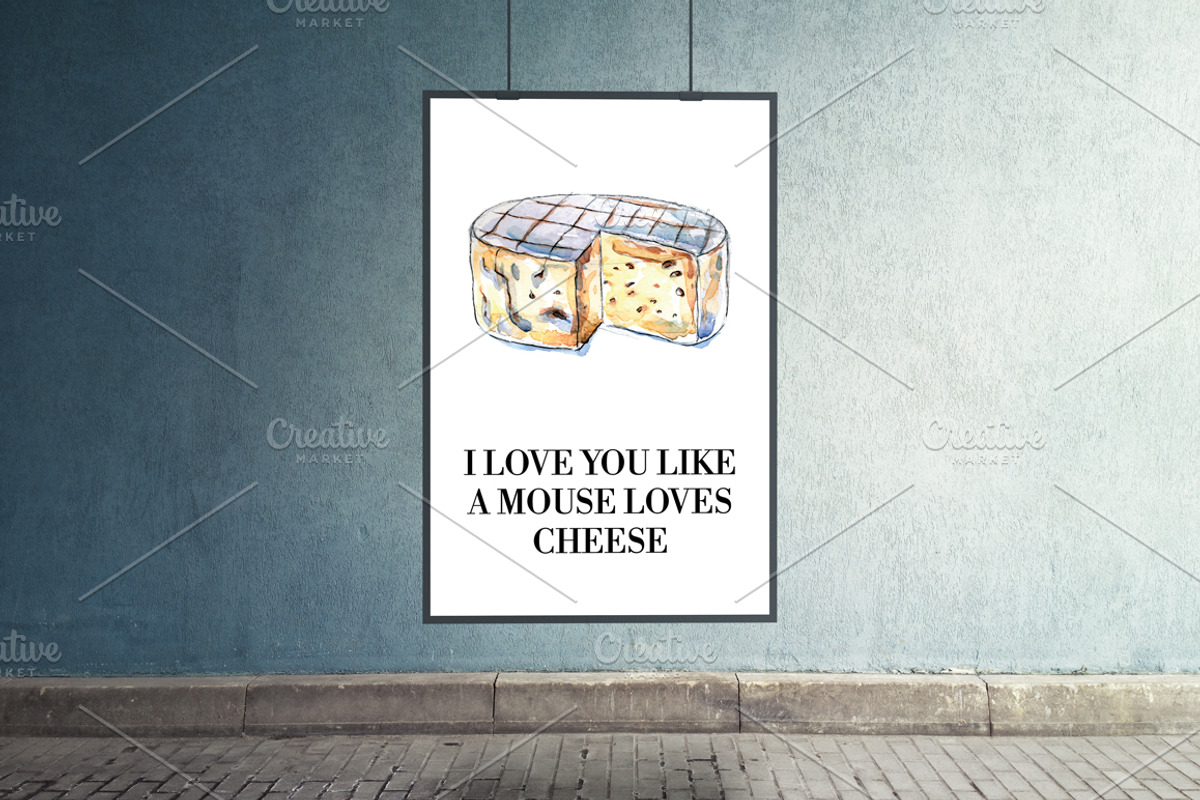 Watercolor cheese vector set, a Food Illustration by miminoshka (Photo 9 of 10)