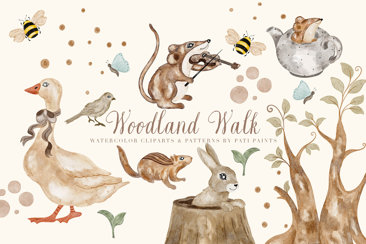 Woodland Walk Nursery Animals Set, an Animal Illustration by Pati Paints (Photo 1 of 5)