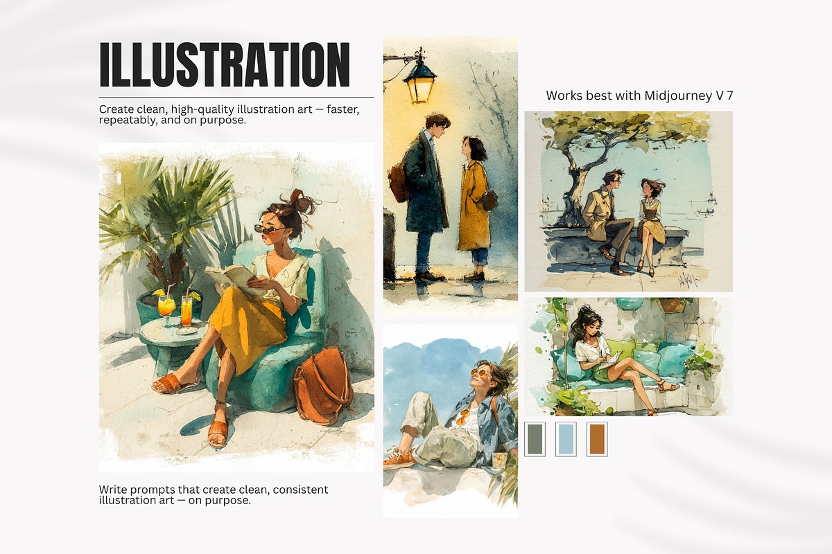 Midjourney Illustration Prompt Guide, a Decorative Illustration by Artimind Studio (Photo 3 of 8)