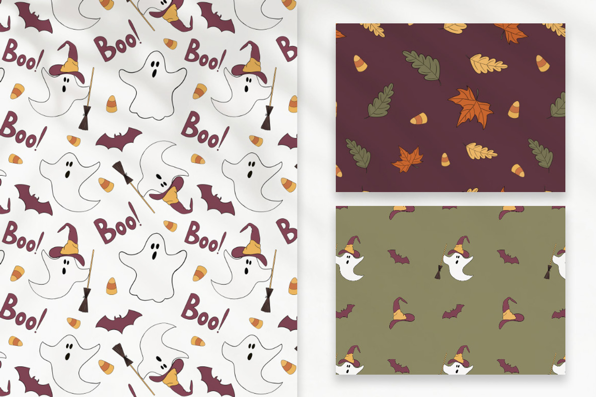 Halloween Seamless Patterns, a Seasonal Illustration by Mari_Caliart (Photo 4 of 15)