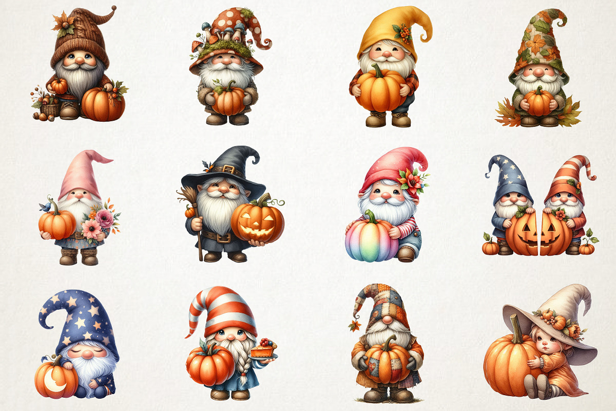 Gnome Holding Pumpkin Clipart, an Illustration by RobertsArt (Photo 5 of 7)