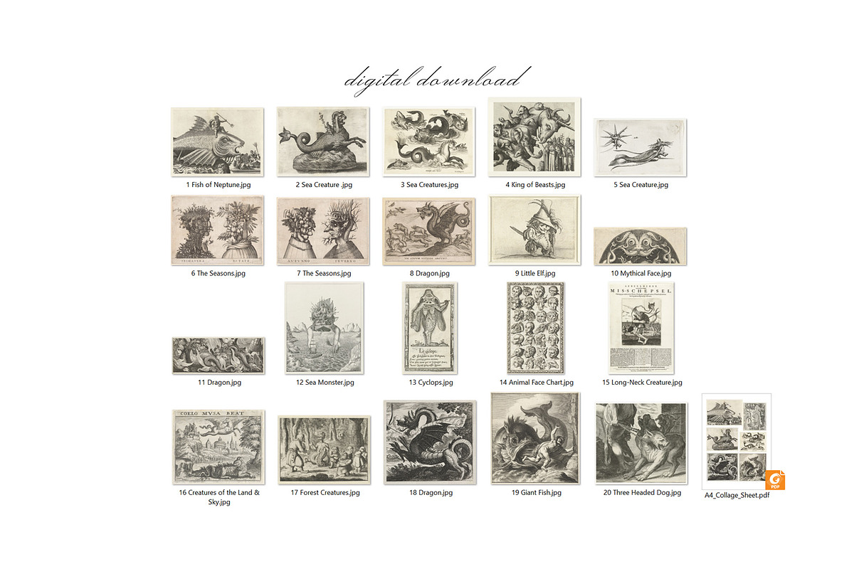 Vintage Mythical Creatures Clipart, a Person Illustration by Secret Helper (Photo 10 of 10)