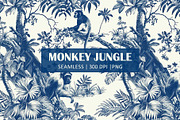 MONKEY JUNGLE TOILE Seamless Pattern, a Pattern Graphic by AYAKA Studio Co. (Thumbnail 1 of 9)