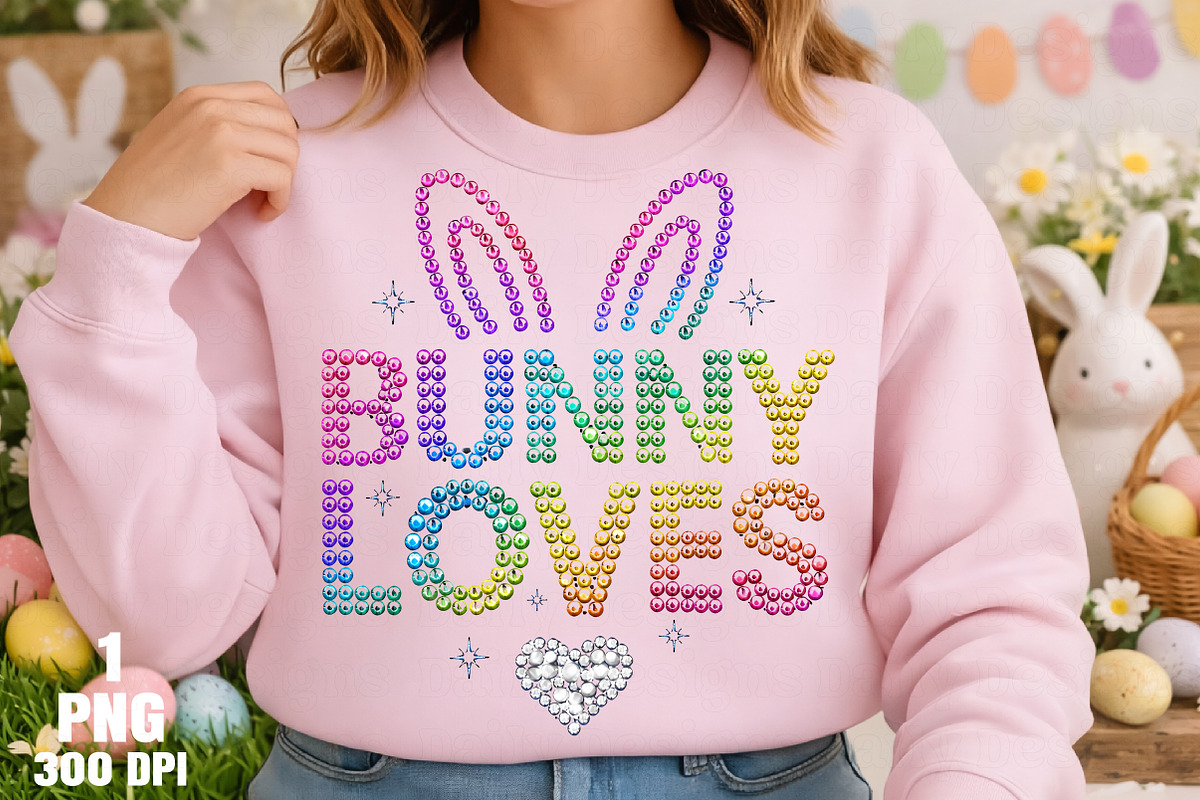 Rhinestone Bunny Love PNG, an Illustration by Daily.Designs (Photo 2 of 5)
