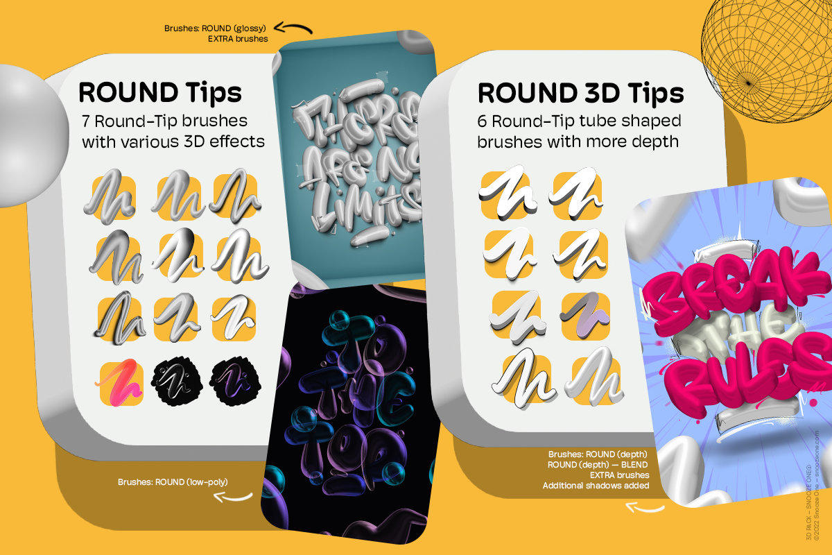 3D Pack — 3D Brushes For Procreate, a Brush Add-On by Snooze one (Photo 7 of 15)