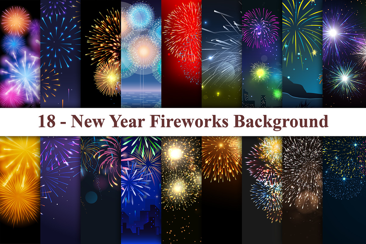 Happy New Year Fireworks Background, a Decorative Illustration by Digital Studio (Photo 1 of 3)