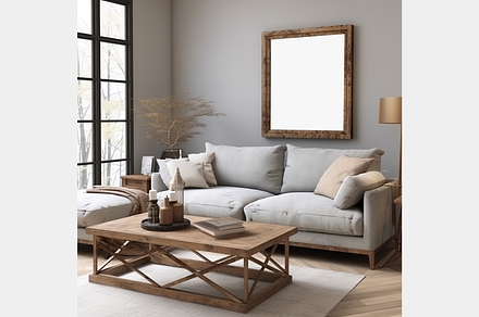 Frame mockup, Scandinavian farmhouse, a Photo by GFXCity
