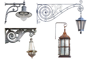 Set of isolated vintage street lamp, an Architecture Photo by BOOCYS