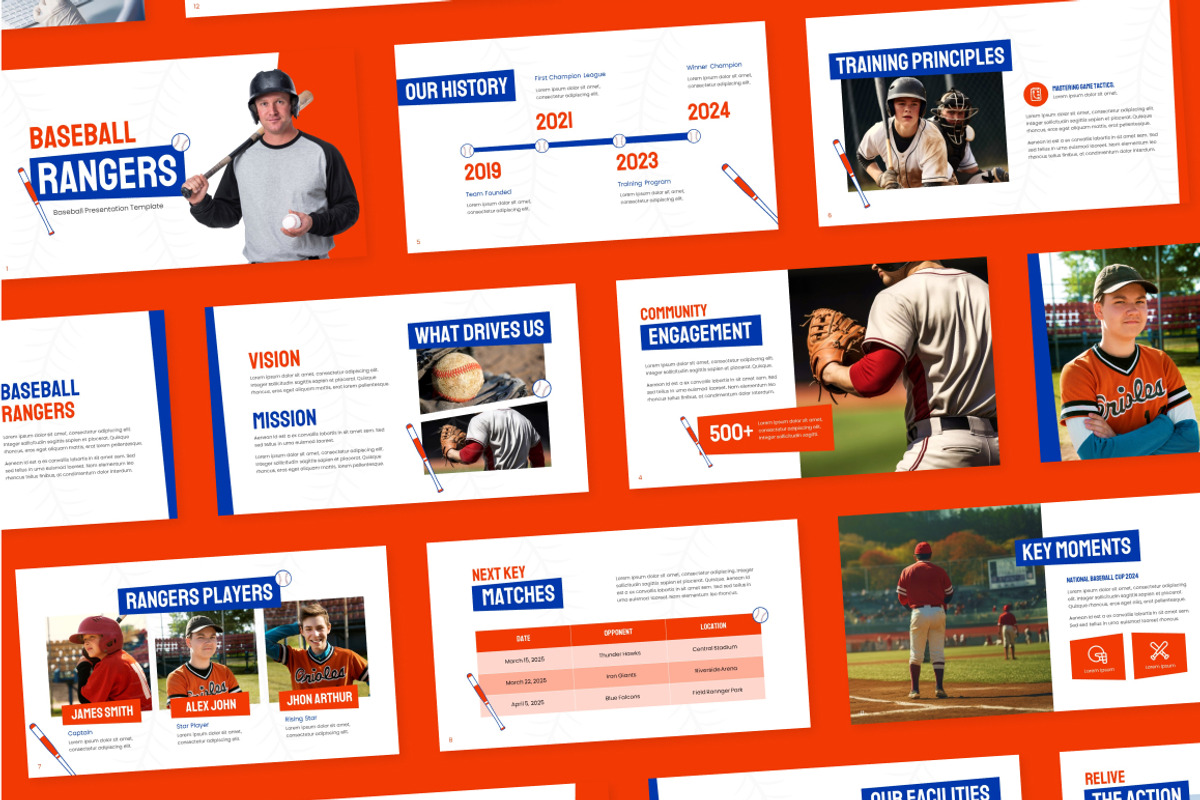 Baseball Rangers Google Slides, a Presentation Template by Loin Studio (Photo 3 of 4)