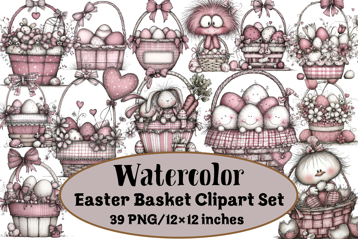 Easter Basket Clipart Set, an Illustration by Design Market (Photo 1 of 3)