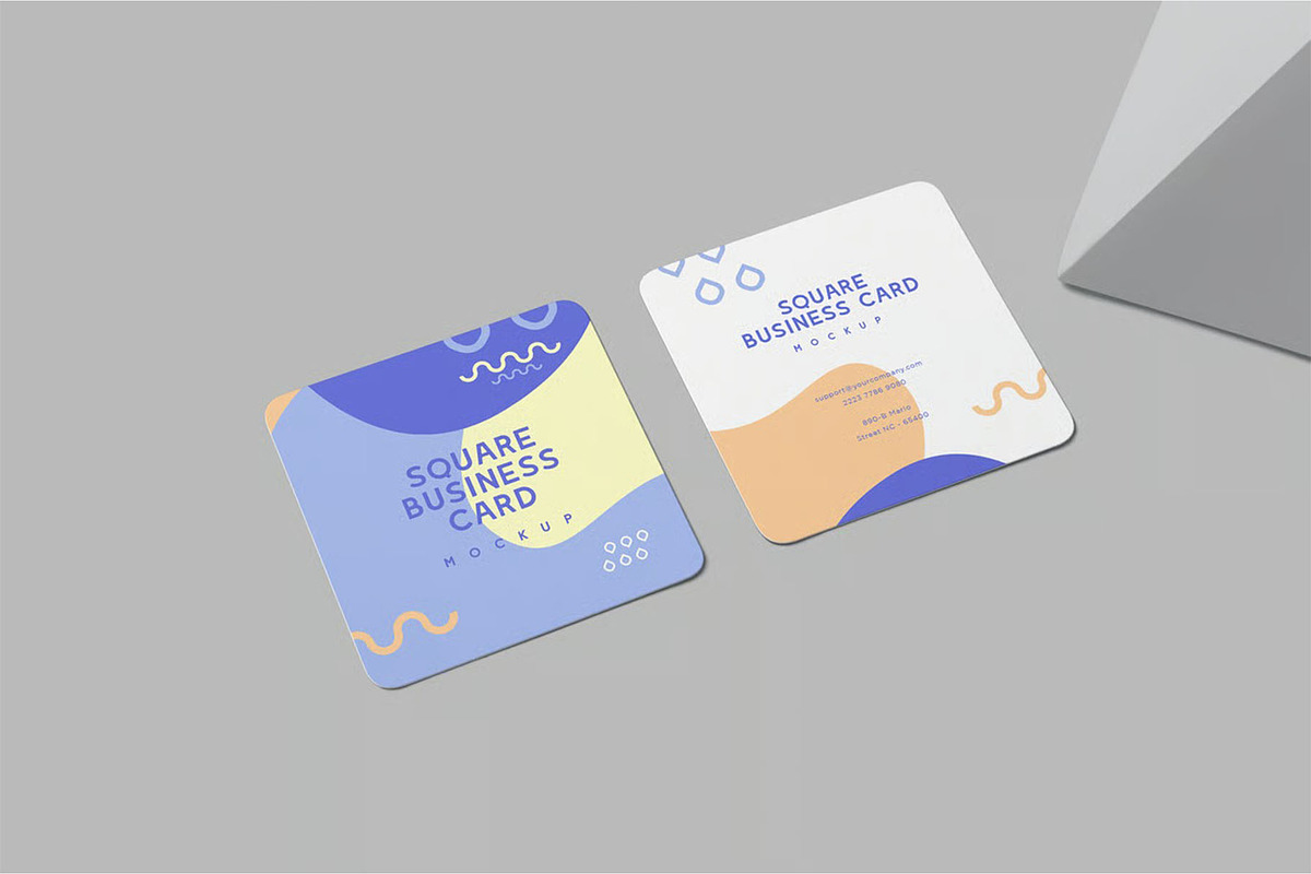 Square Business Card Mockups, an Advertising Mockup by megostudi0 (Photo 2 of 7)