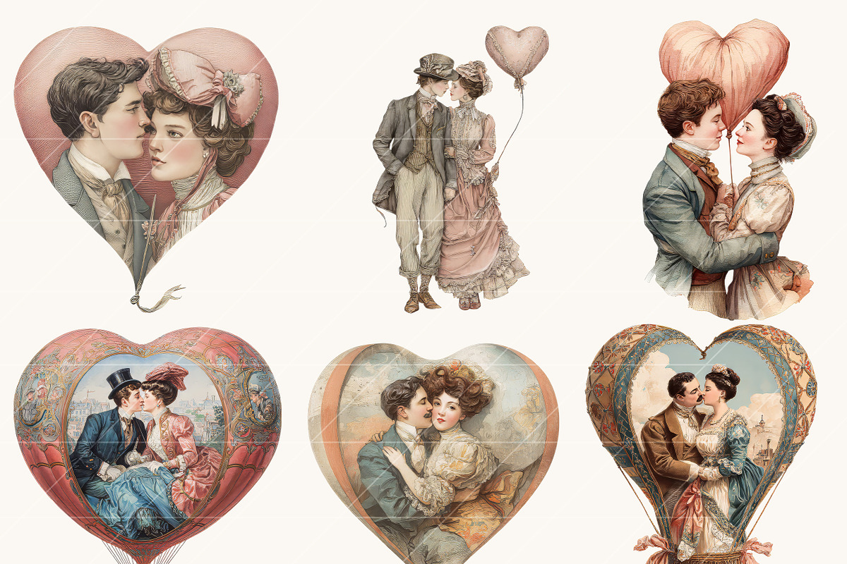 Victorian Valentine Couple Clipart, a Person Illustration by BusyDaydesign (Photo 5 of 6)