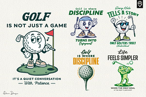 Retro Golf Character Designs Bundle, a Sport Illustration by shaondesigns