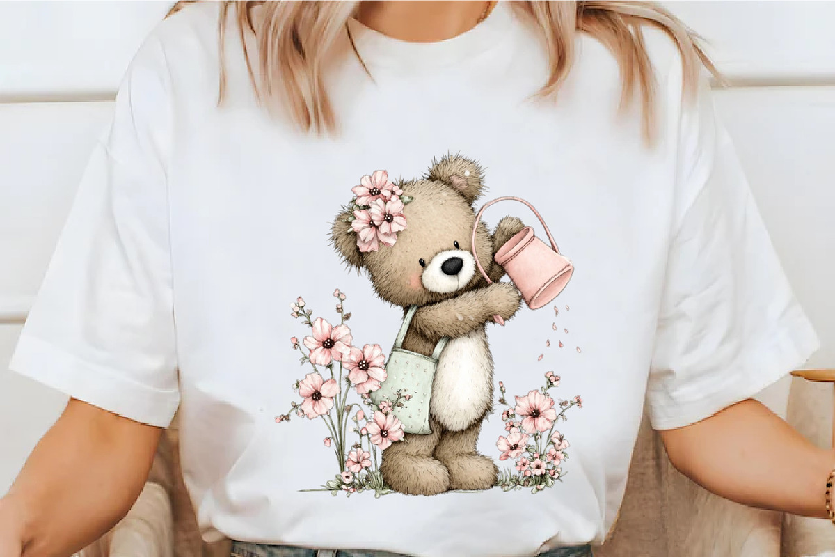 Whimsical Spring Teddy Bear Clipart, an Illustration by designcity5 (Photo 3 of 5)