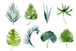 watercolor tropical leaves, patterns