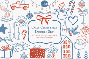 cozy christmas holiday doodle set, a Decorative Illustration by Patishop Art