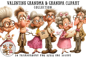 Valentine Grandma & Grandpa Clipart, an Illustration by OK Design