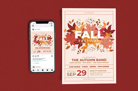 Fall Festival Leaf Frame, a Flyer Template by Me55enjah Design