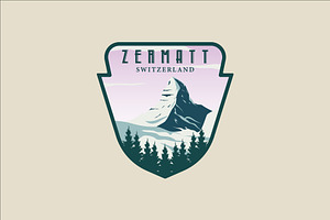 zermatt switzerland emblem logo, a Branding & Logo Template by zyxroun shop