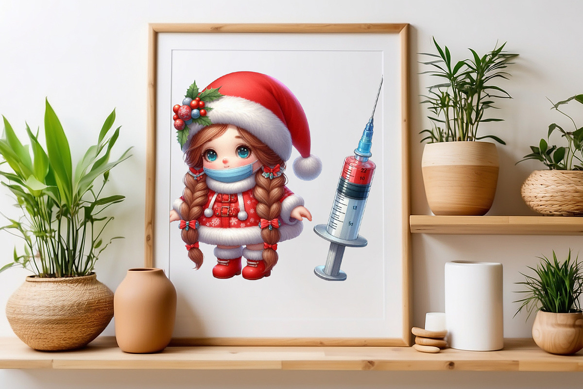 Christmas Nurse Girl Sublimation, a Seasonal Illustration by Craft Nest (Photo 4 of 5)