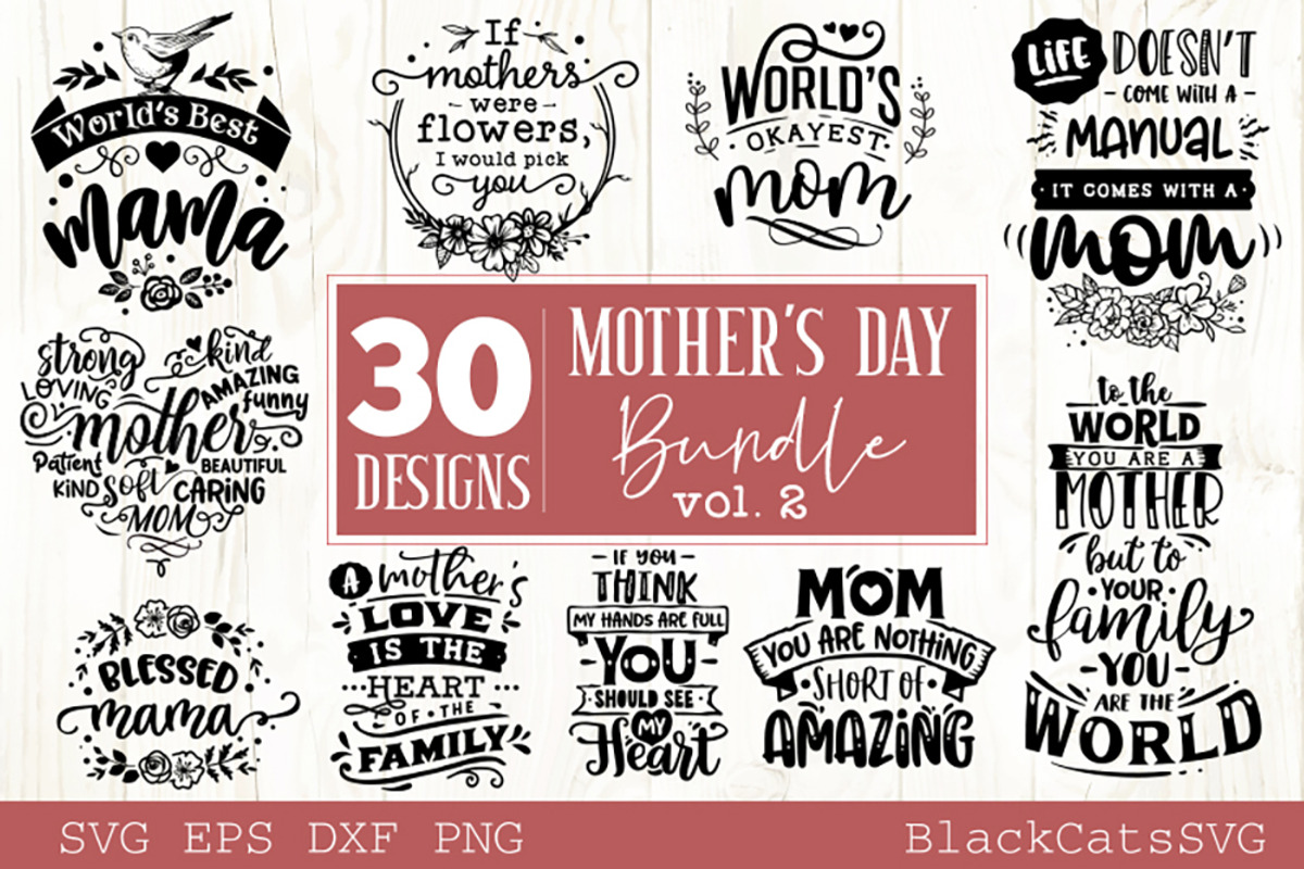 Mother's Day SVG bundle 30 designs, an Illustration by BlackCatsMedia (Photo 2 of 3)