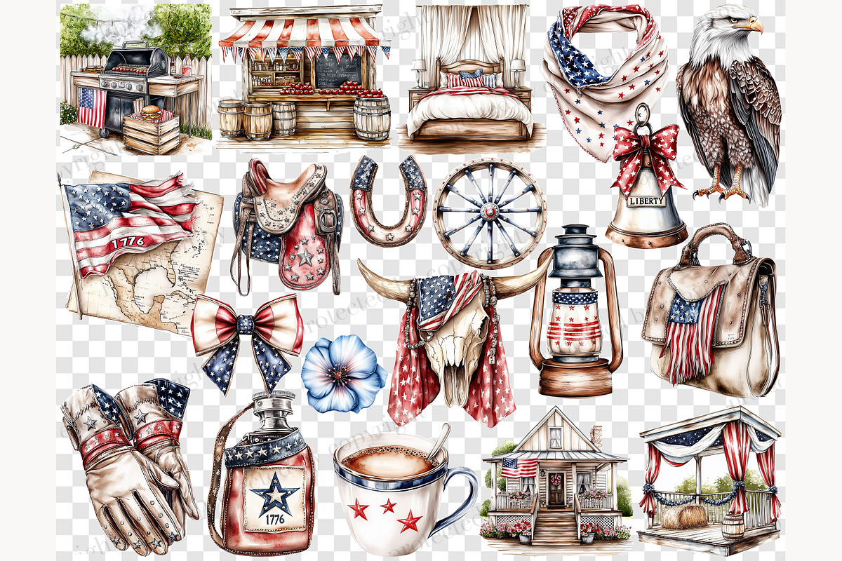 Patriotic 4th of July Clipart, a Person Illustration by GlamArtZhanna (Photo 7 of 8)