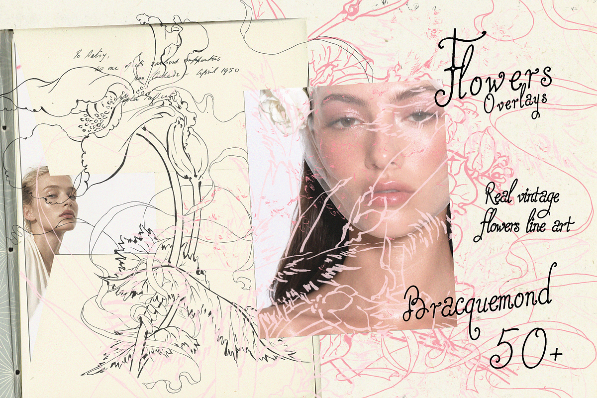 Bracquemond Flower Overlays, a Texture Graphic by Lilithcollageart (Photo 1 of 10)