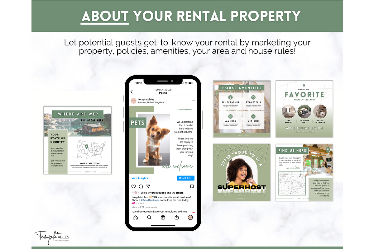 Instagram Post Templates for Airbnb, a Social Media Template by Templatables (Photo 4 of 12)