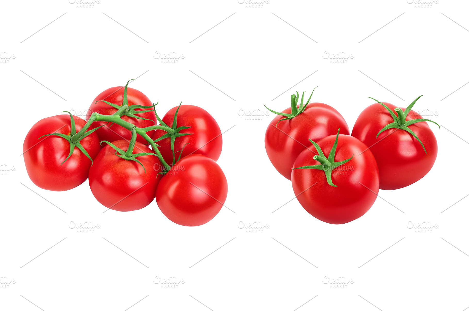 Tomato branch isolated on white, a Food & Drink Photo by NataPhoto