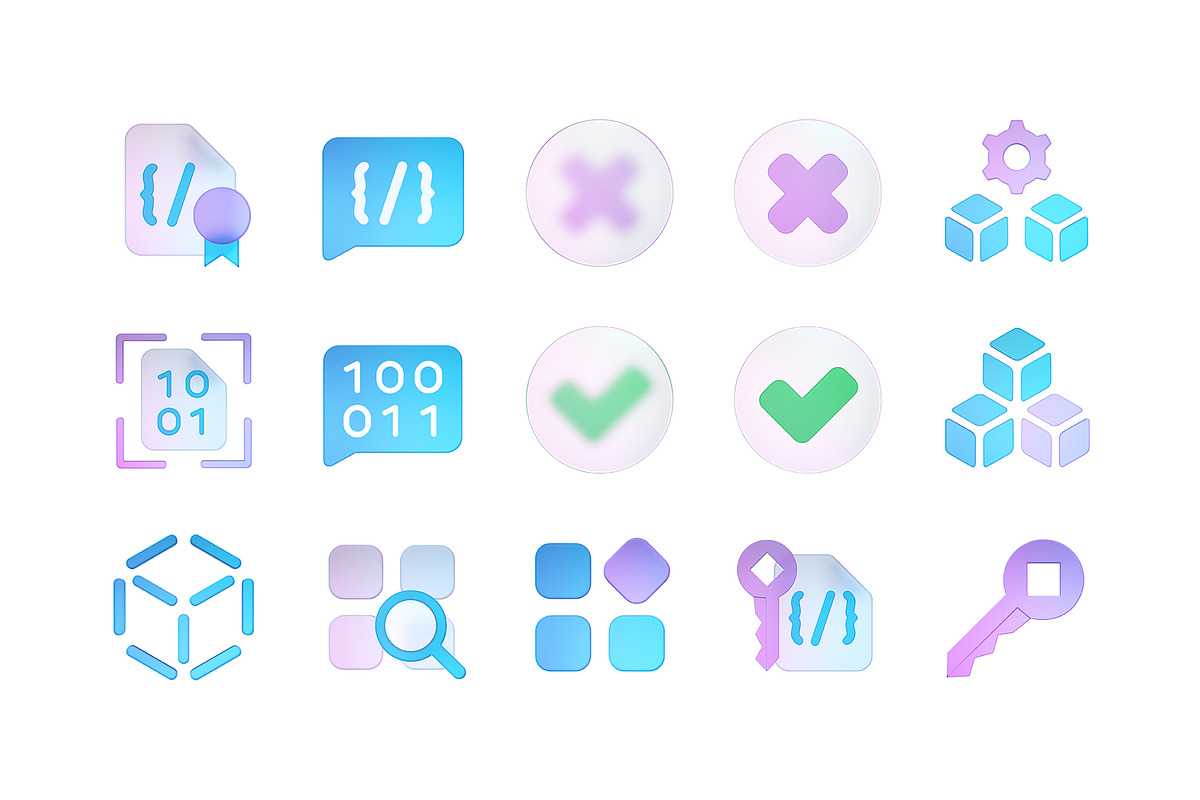 Blockchain glass 3D icons, an Icon by LAFS (Photo 4 of 4)