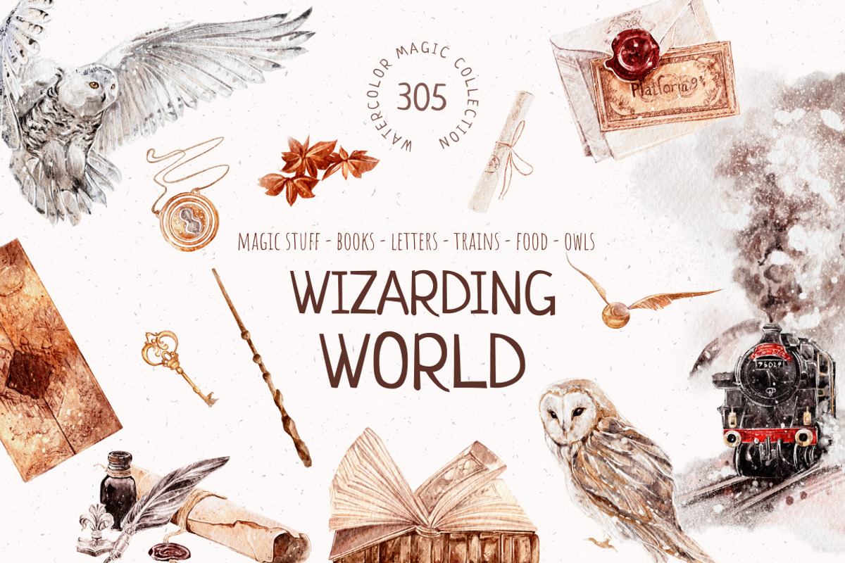 Wizarding World Watercolor set, a Decorative Illustration by Yakovleva Margarita (Photo 1 of 20)