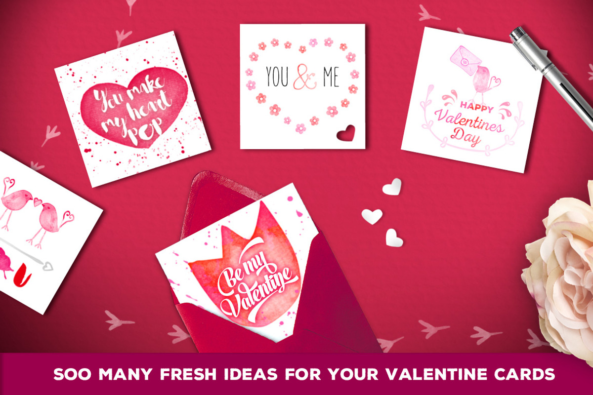 Cute Valentine Watercolor Brush Set preview 2