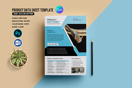Product Data Sheet Template, a Stationery Template by retrographix