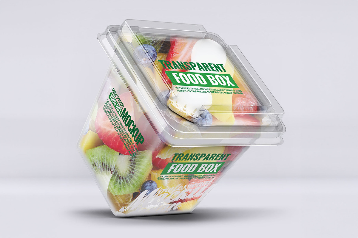 Transparent Food Box Mockup, a Packaging Mockup by Xtrahive (Photo 2 of 2)