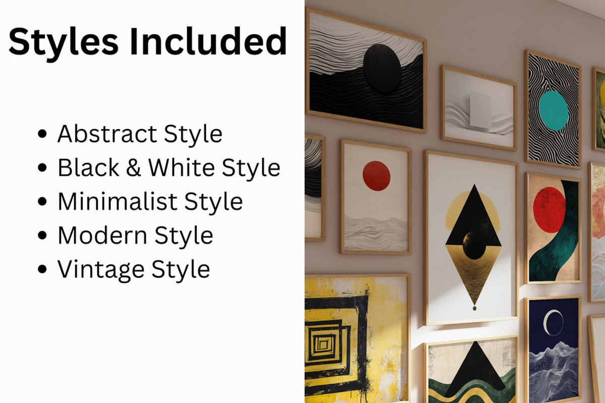 Modern Mid Century Wall Art Set, a Decorative Illustration by PrintablesByFranklyn (Photo 3 of 10)