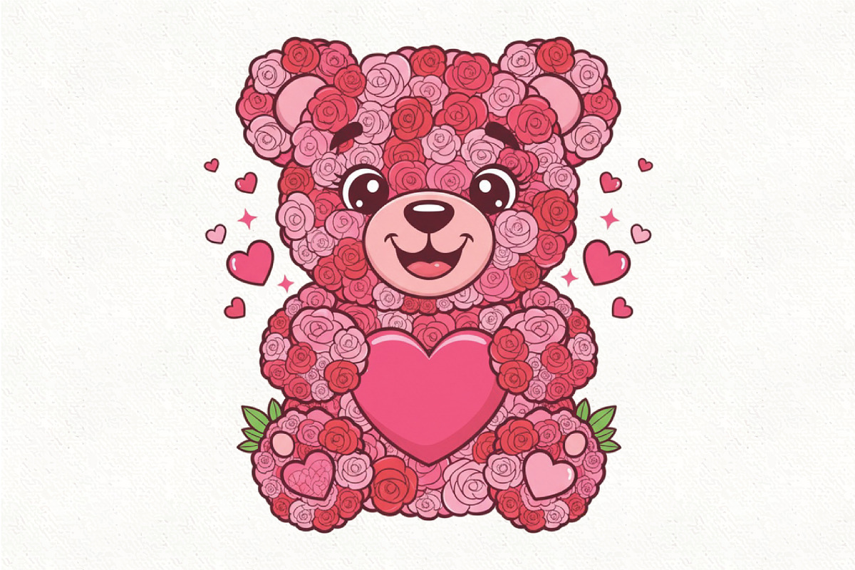 Pink Floral Valentine's Day Bear PNG, an Illustration by CraftArtStudio (Photo 1 of 4)