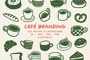 Cafe Branding: 153 Illustrations, a Food Illustration by 24Design Studios