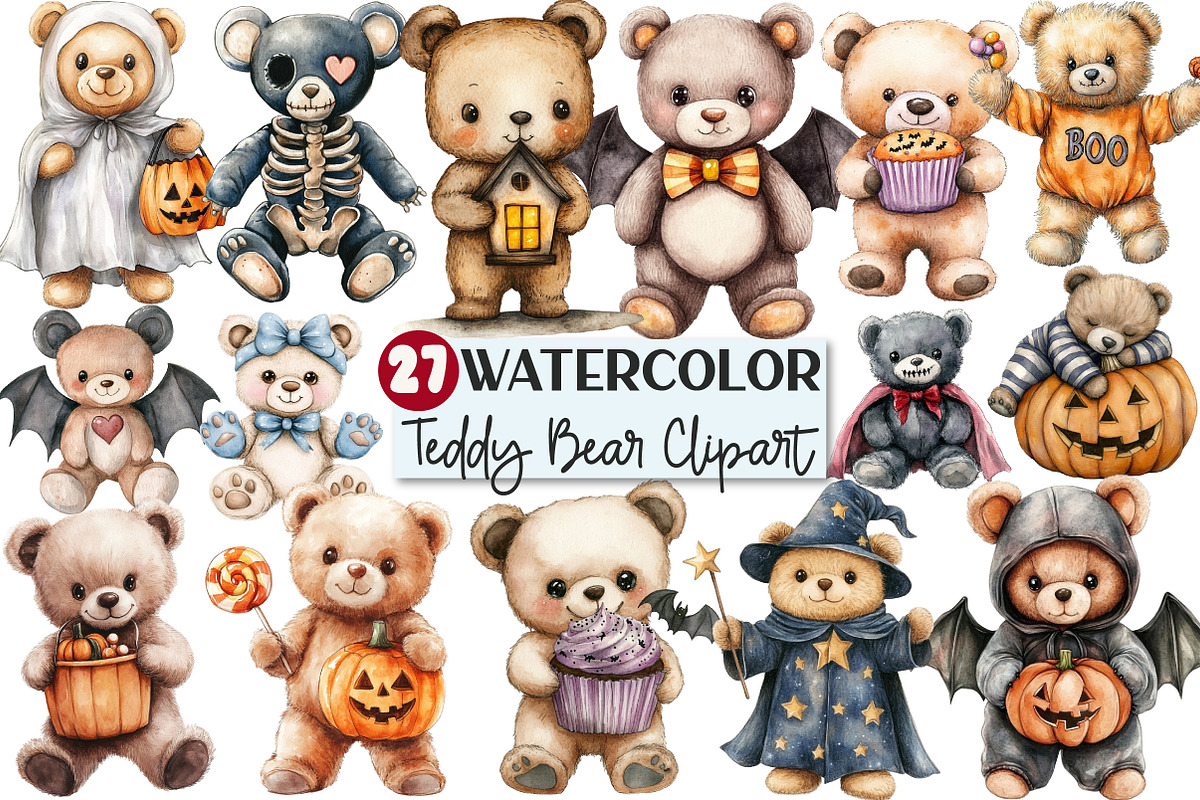 Halloween Teddy Bear Clipart, an Illustration by Rose Art (Photo 1 of 7)