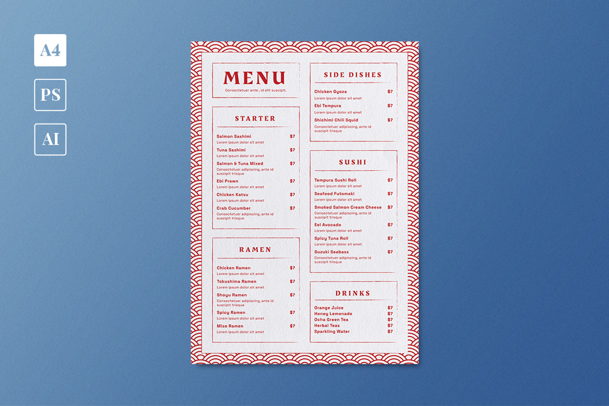 Asian Food Menu, a Print Template by The Savory Directors (Photo 1 of 3)